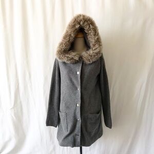 Massimo Dutti faux fur hooded jacket/coat size XS